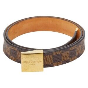 Louis Vuitton Damier Santur Carre Belt, Size 85, 34, M6802U, Brown and Gold L...